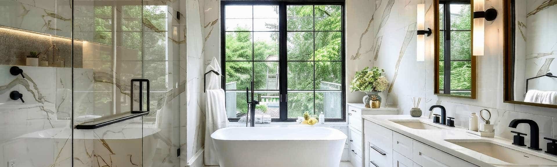 Modern bathroom renovation with glass shower