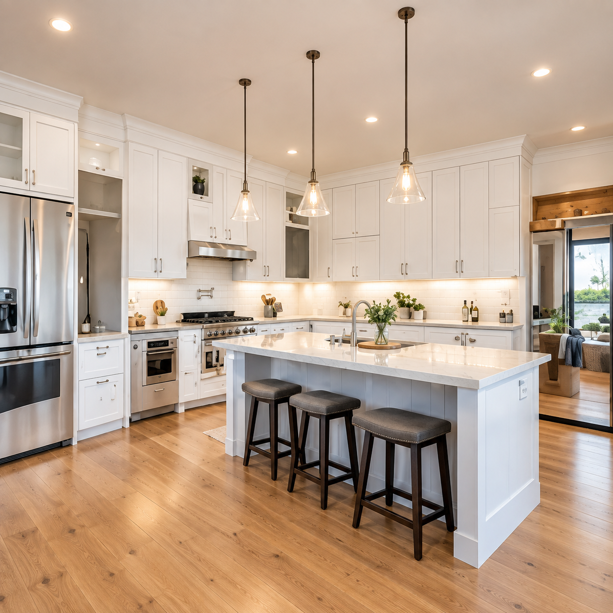 Modern kitchen renovation with white cabinets